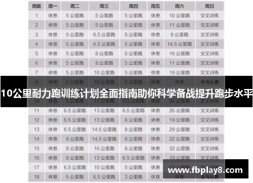 10公里耐力跑训练计划全面指南助你科学备战提升跑步水平